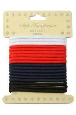 18pcs Ponytail Holders Black, White, Navy & Red (Old Packaging)