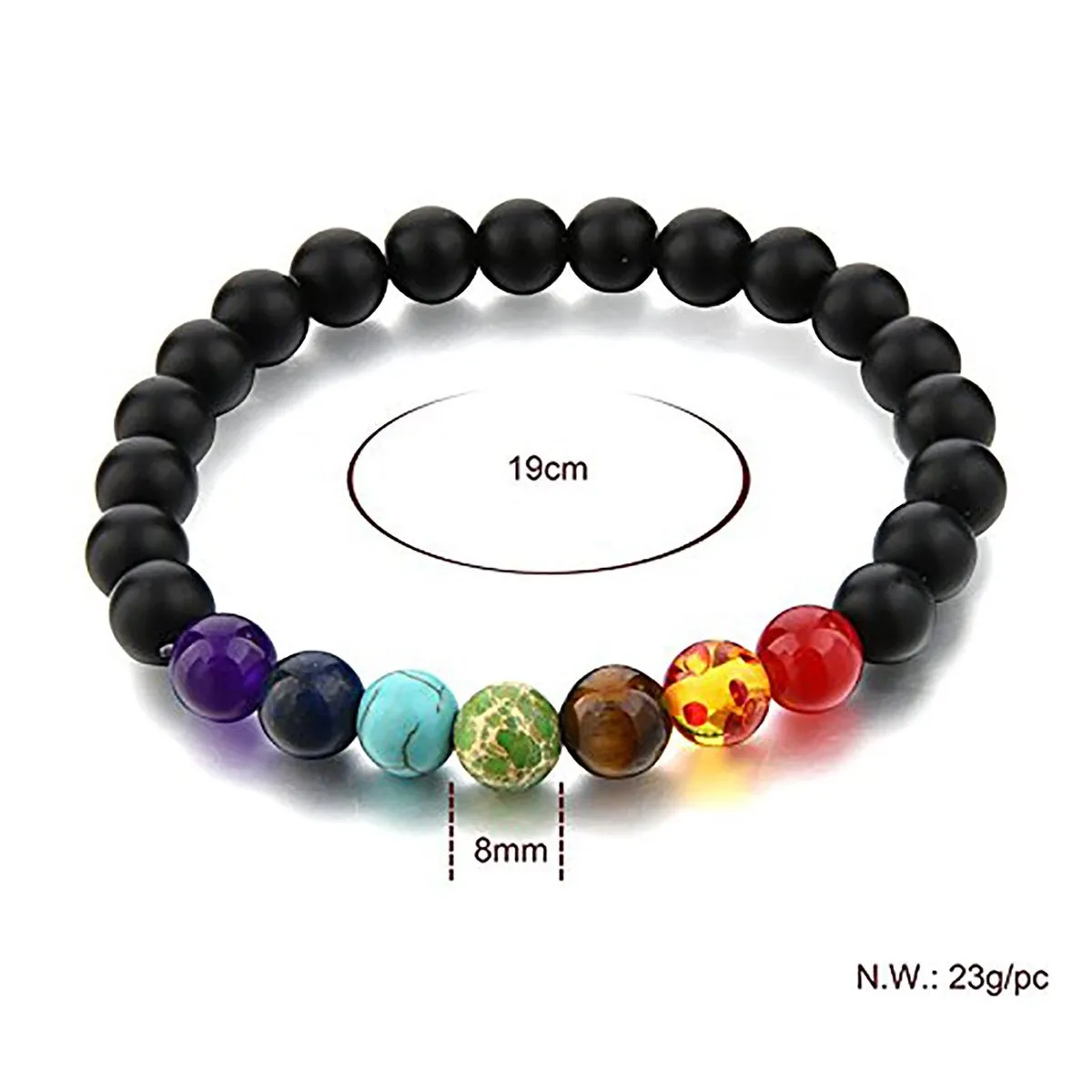 7 Chakra Reiki Healing Yoga Meditation Lava Onyx Beads Bracelet