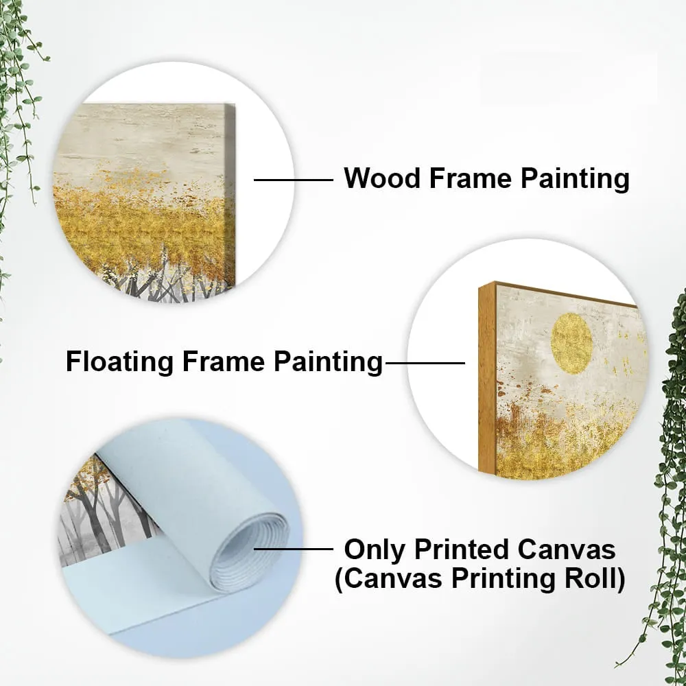 Abstract Forest Golden Leaf Art Premium Canvas Wall Painting