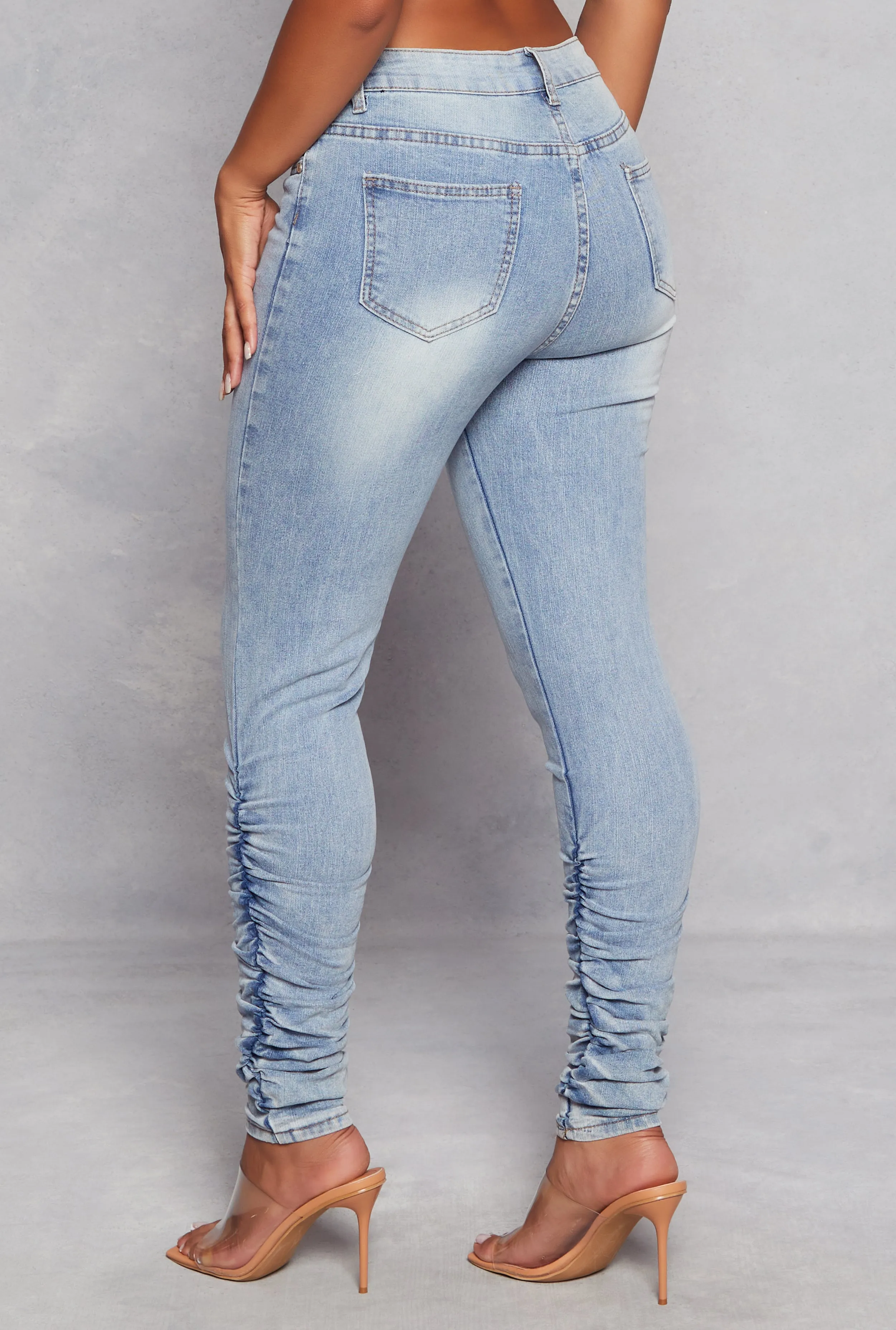 Acid Wash Stacked Skinny Jeans