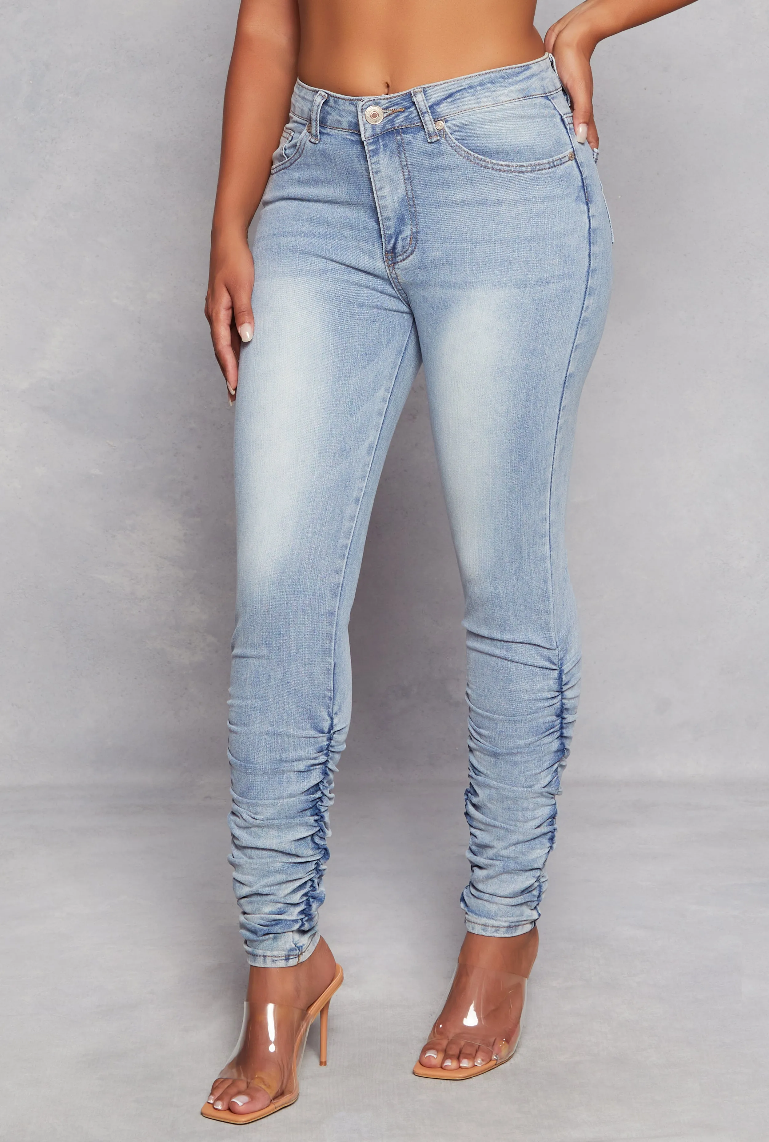 Acid Wash Stacked Skinny Jeans