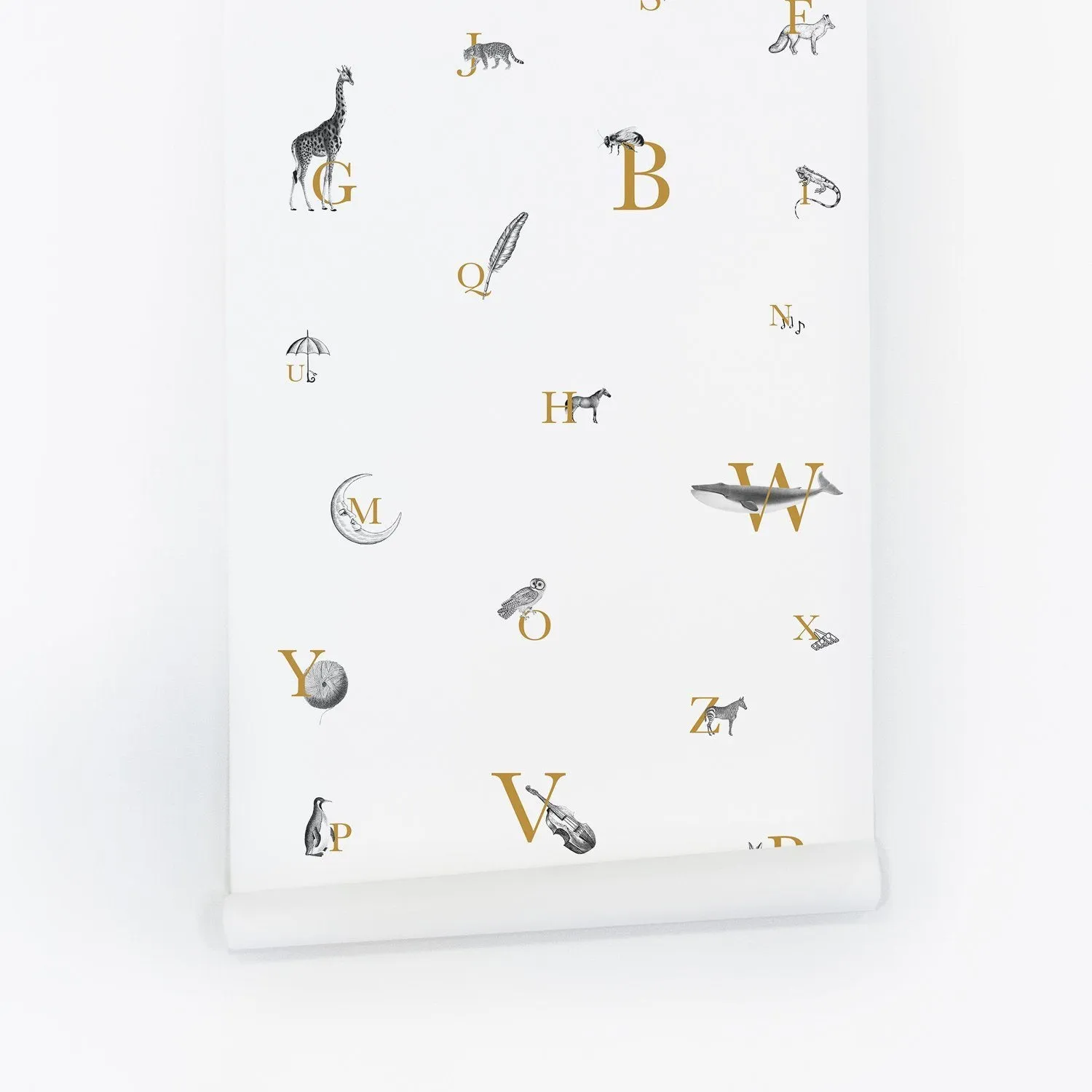 Alphabet Pattern Wallpaper with Illustrations