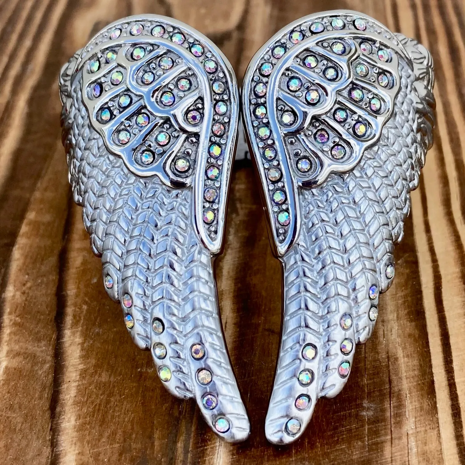 Angel Heart Wing Bracelet - Double Wing Cuff - White - AW05