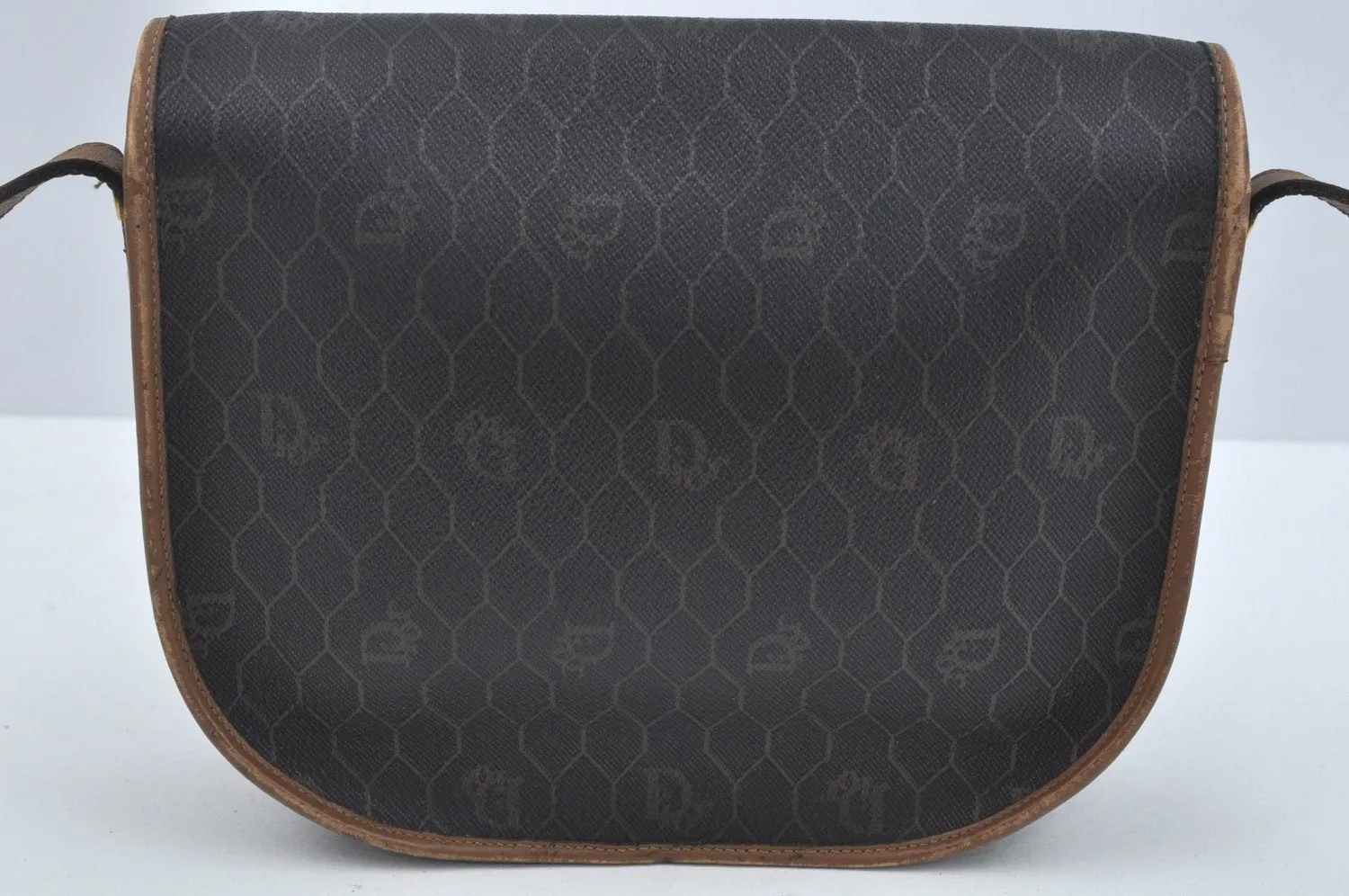 Auth Christian Dior Honeycomb Shoulder Cross Bag PVC Leather Black Junk L0280