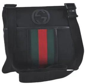 Auth GUCCI Web Sherry Line Shoulder Cross Bag Nylon Leather 181067 Black 0344D