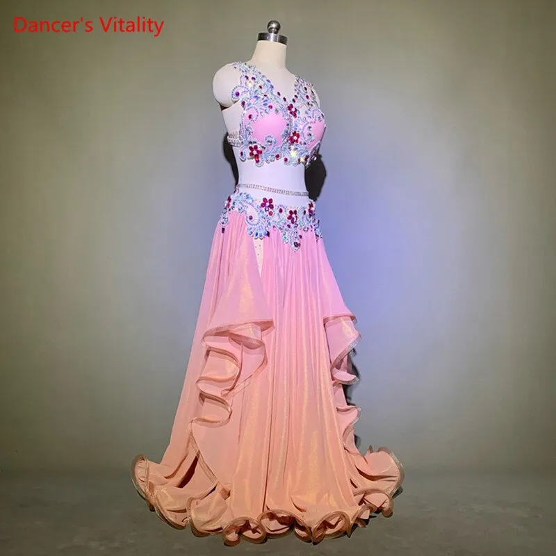 Belly Dance Suit Diamond-Studded Bra Big Swing Skirt Performance Set Profession Custom Adult Child High-end Competition Clothing