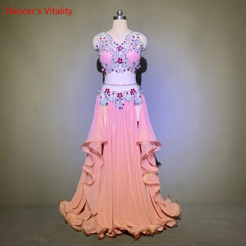 Belly Dance Suit Diamond-Studded Bra Big Swing Skirt Performance Set Profession Custom Adult Child High-end Competition Clothing