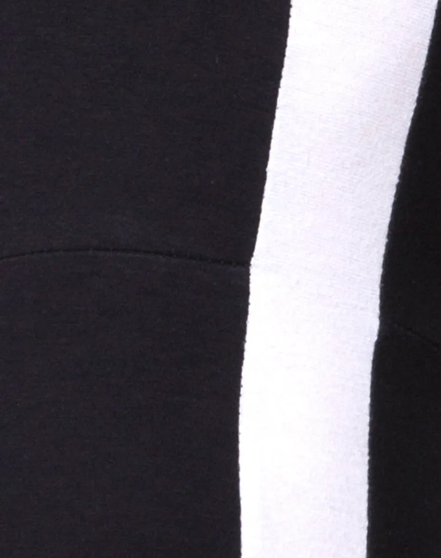 Beripe Plunge Unitard in Black with White Stripe