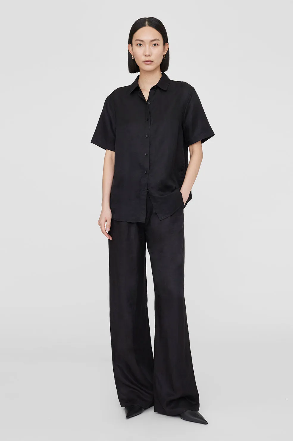 Bruni Shirt - Black Linen Blend