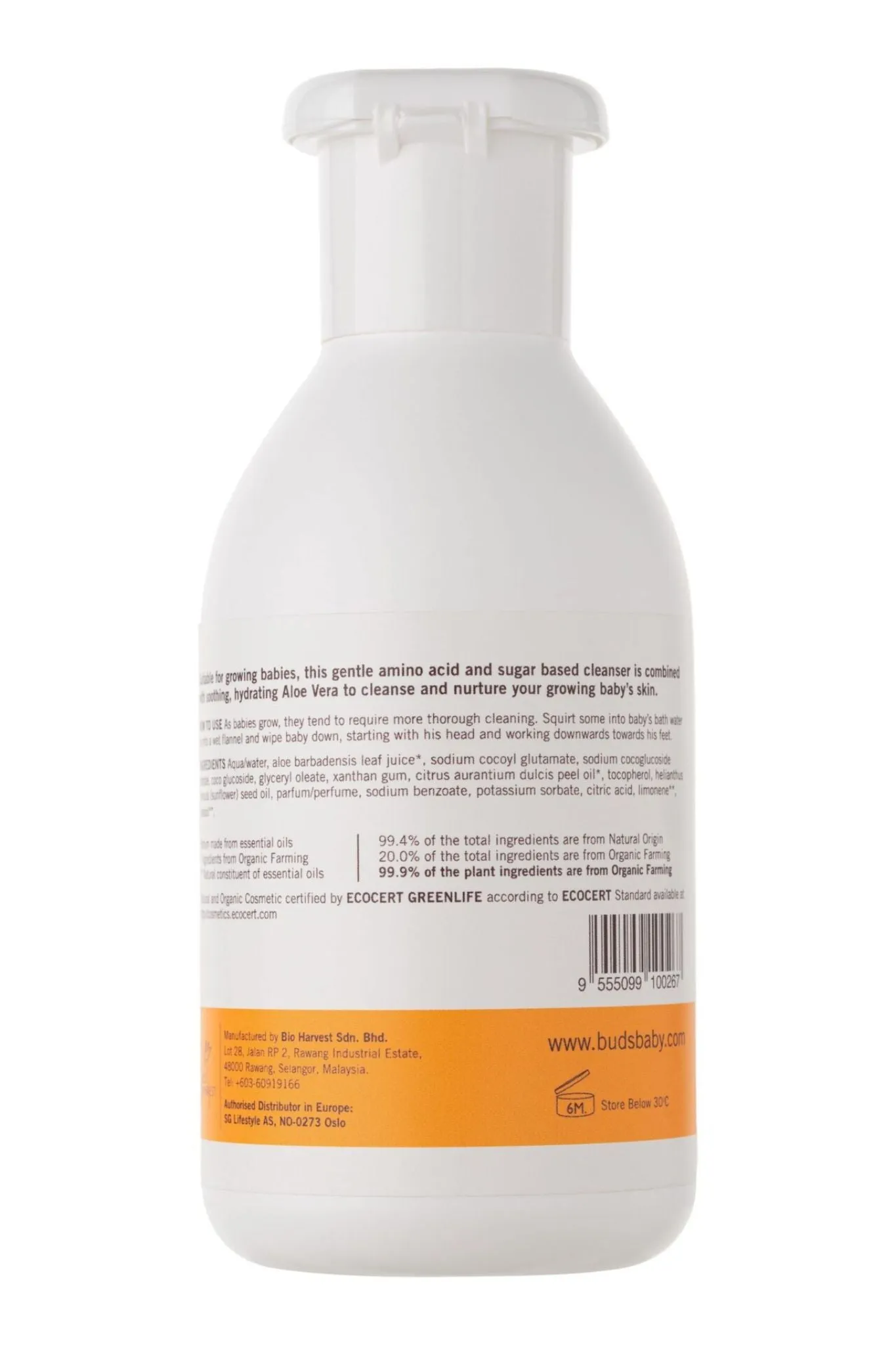 Buds Everyday Organics Head to Toe Cleanser 225ml