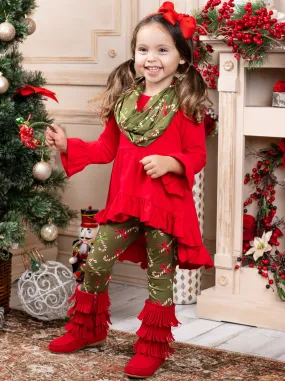 Candy Cane Cutie Tunic, Scarf, And Legging Set