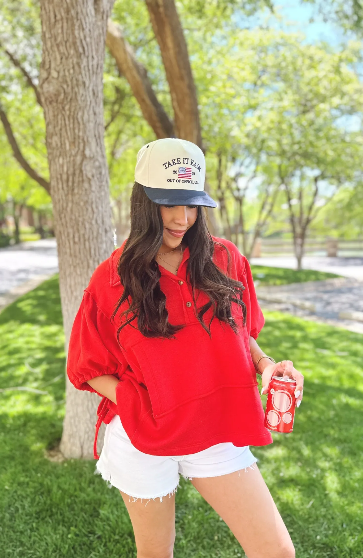 Castaway with Me Red Oversized Top