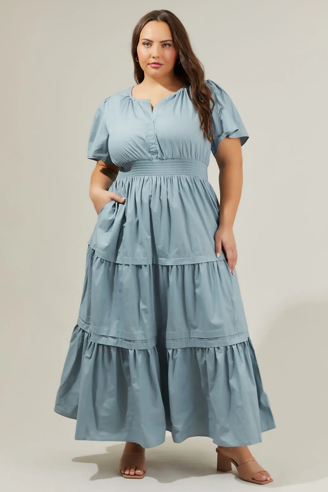 Cider Palmer Poplin Maxi Dress Curve