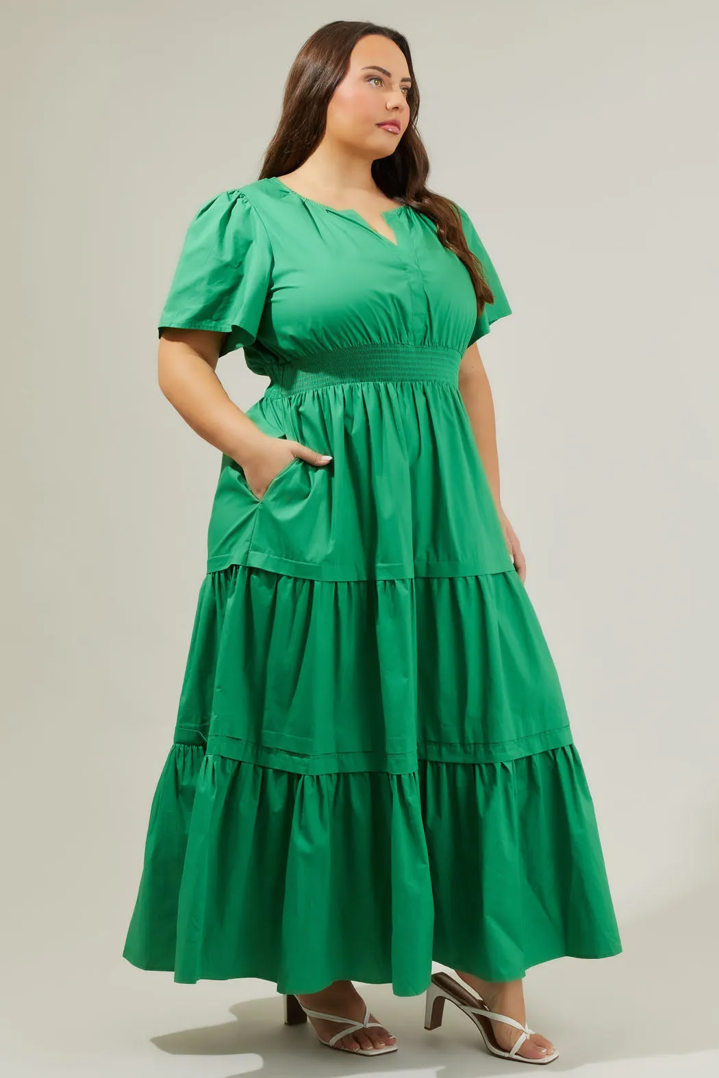 Cider Palmer Poplin Maxi Dress Curve