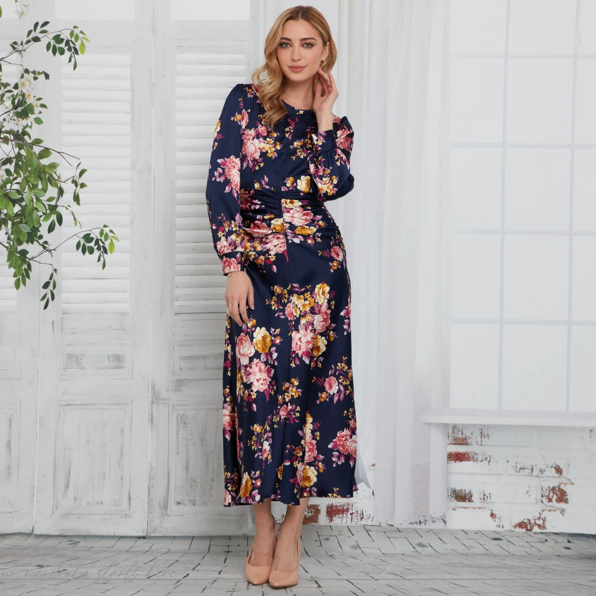 Clara Floral Dress Navy *EXCLUSIVE*