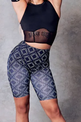 CXIX 119 Biker Shorts - Black Print