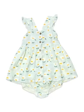 Daisies Ruffle Button Baby Dress Bloomer