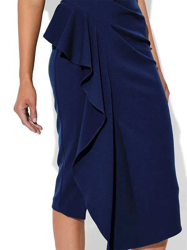 Dana Navy Stretch Crepe Dress