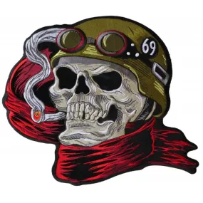 Daniel Smart Biker Skull Embroidered Iron on Patch, 11.4 x 10 inches