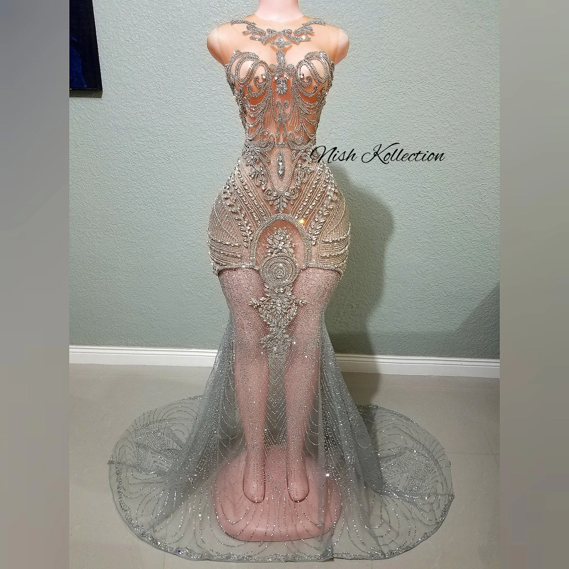 Diamond Asaran Rhinestone Mermaid Gown