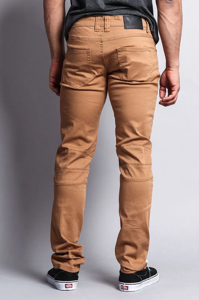 Distressed Biker Twill Skinny Pants