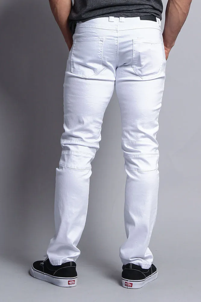 Distressed Biker Twill Skinny Pants