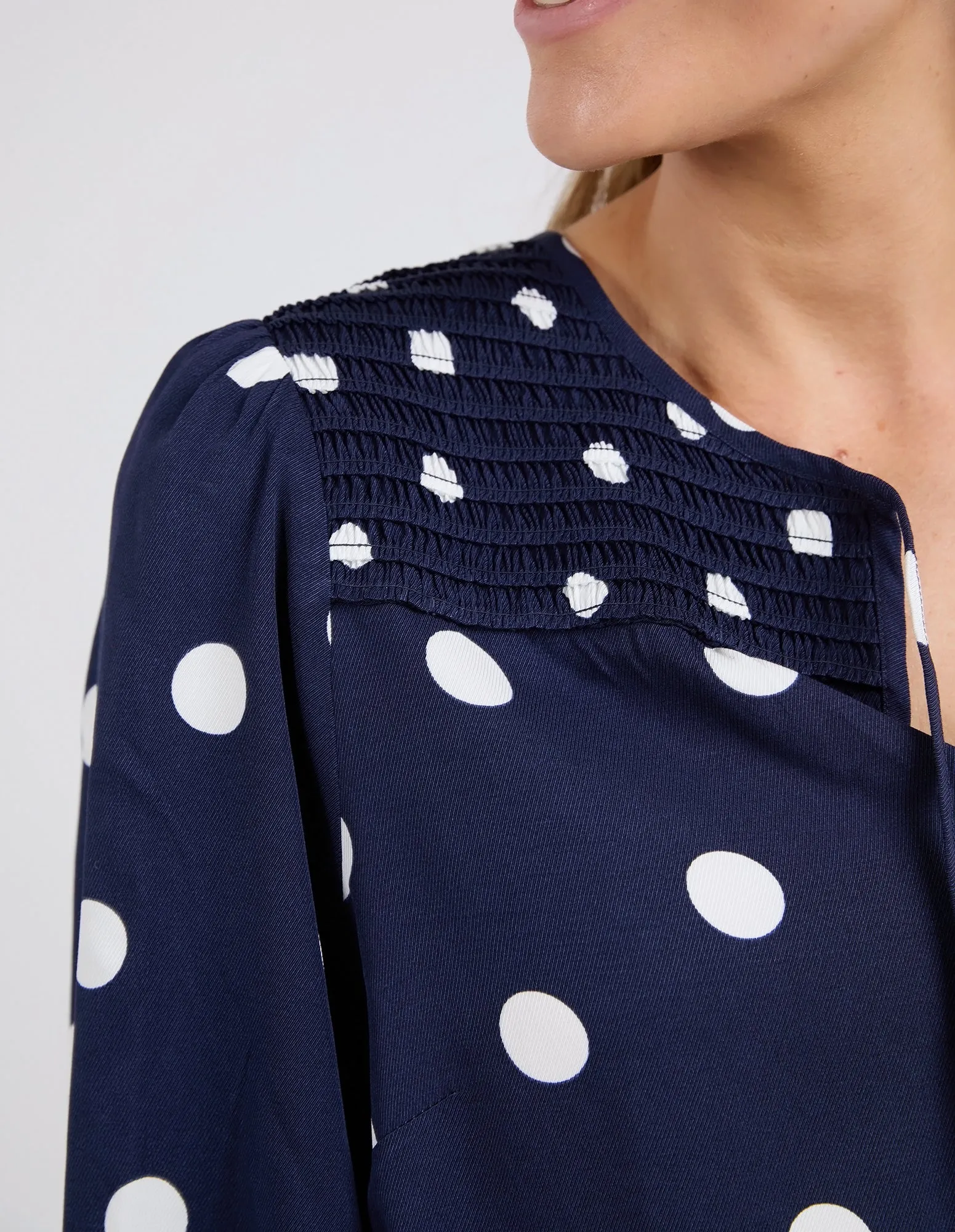 Dottie Blouse Navy Spot Print