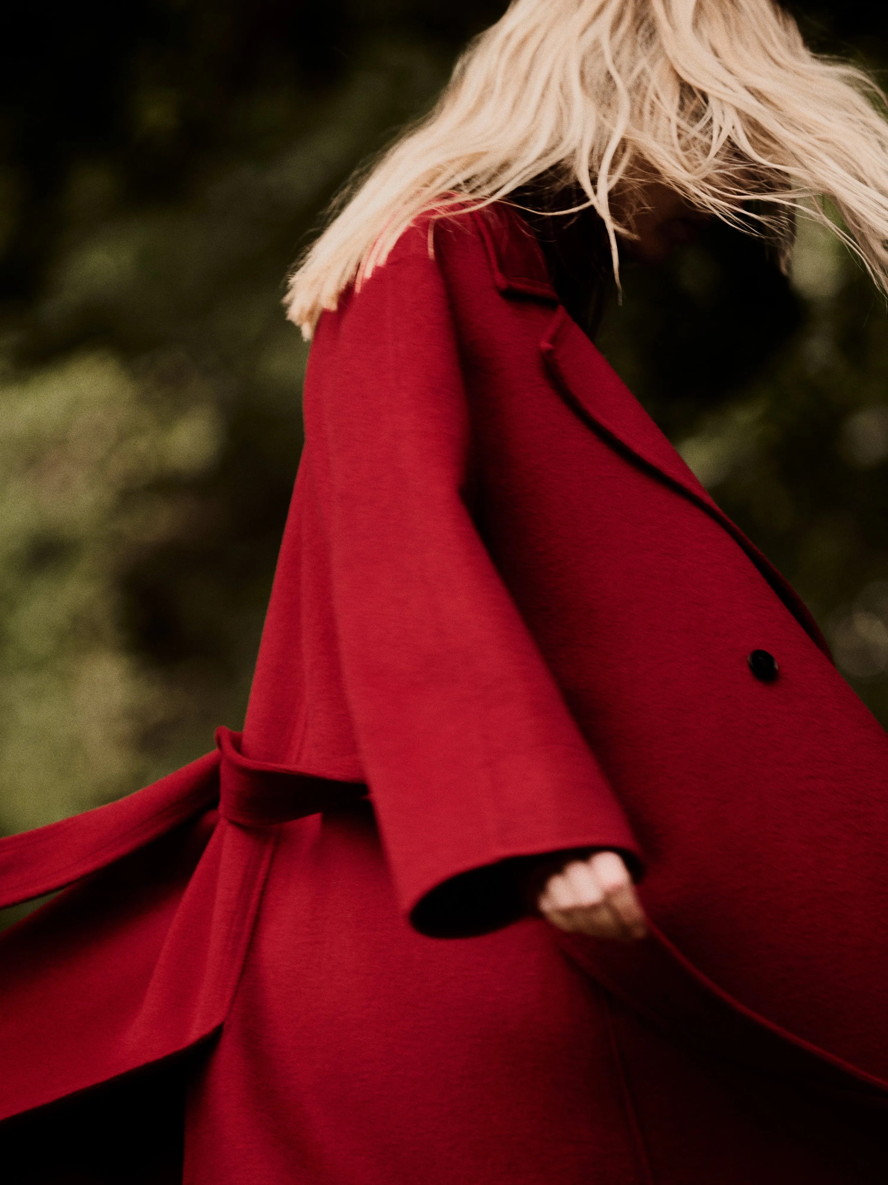 Double Faced Cocoon Wrap Coat | Red