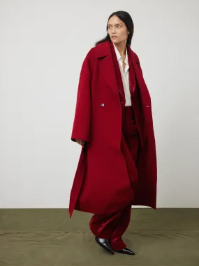 Double Faced Cocoon Wrap Coat | Red