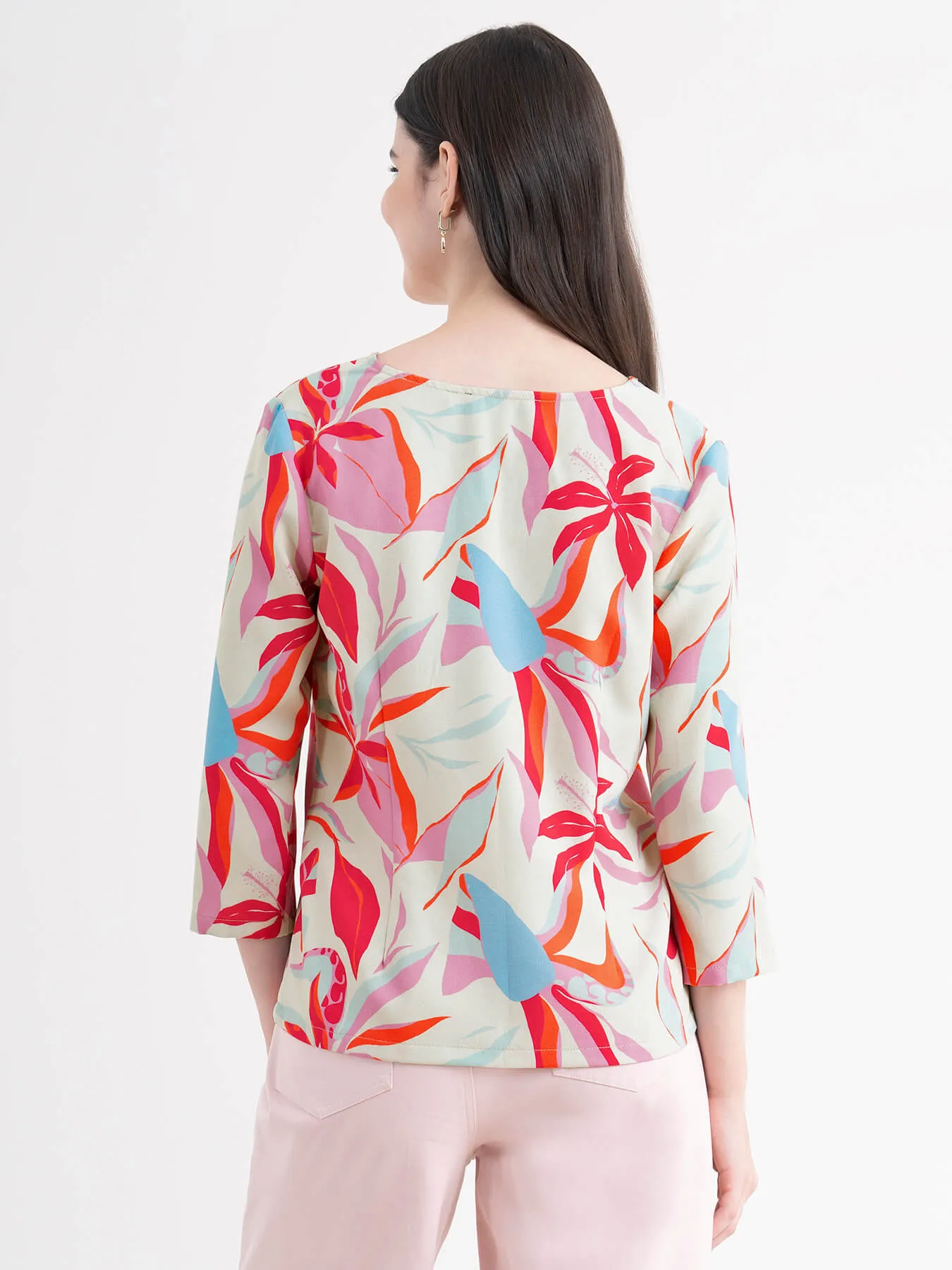 Floral V- Neck Top - Multicolour