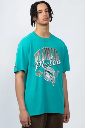 Florida Marlins Script Arch Tee | Faded Teal