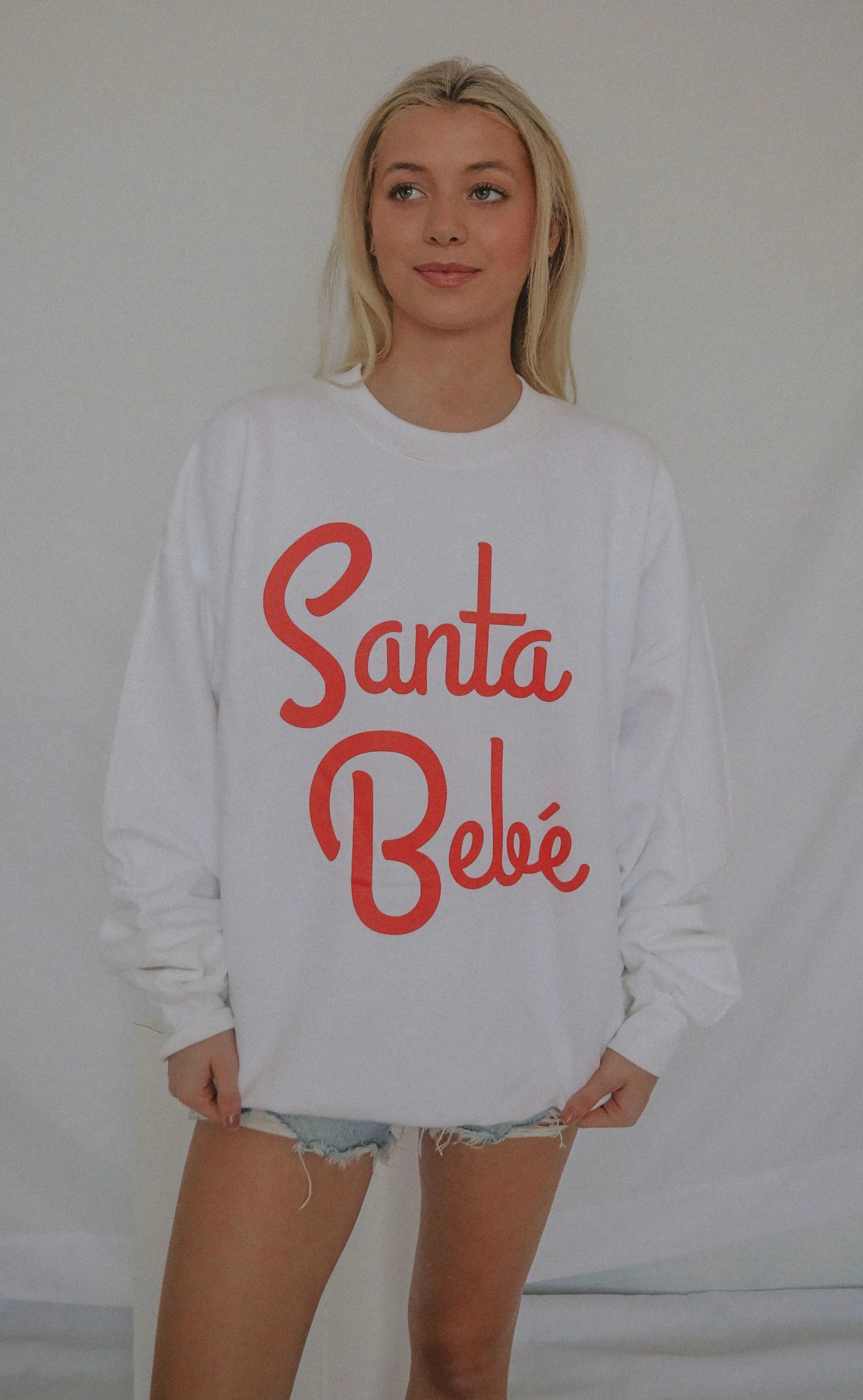 friday   saturday: santa bebe sweatshirt - white