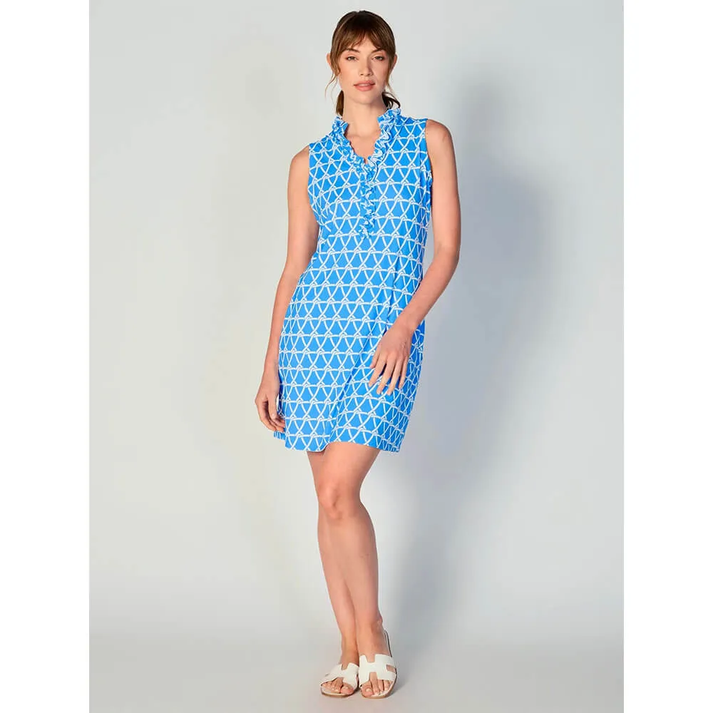 G Lifestyle Nautical Sleeveless Double Ruffle Dress - Bright Peri