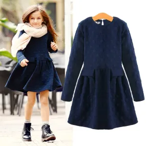 Girls Dresses Thicken Warm Cotton Spring Children's Clothes Kids Dresses Vestidos Elegant Style