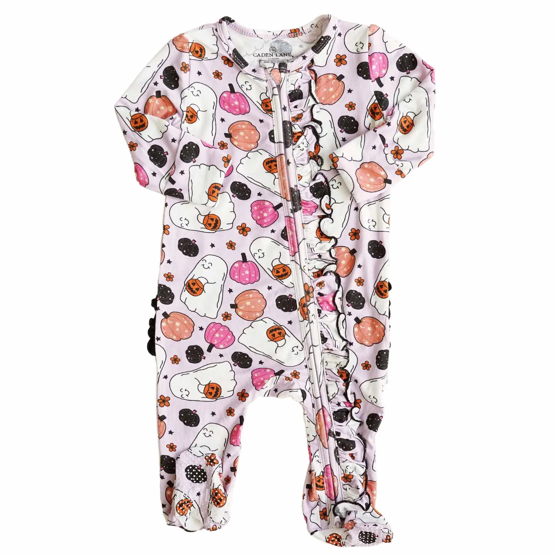 Girly Ghouls Ruffle Zipper Footie