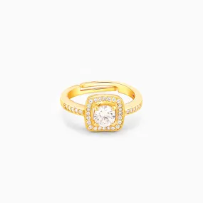 Golden Convex Zircon Ring