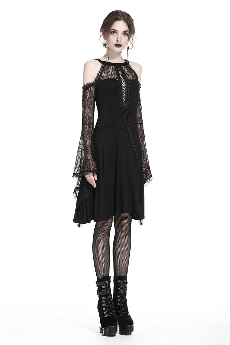 Gothic slit bust lace sleeve knitted dress DW227