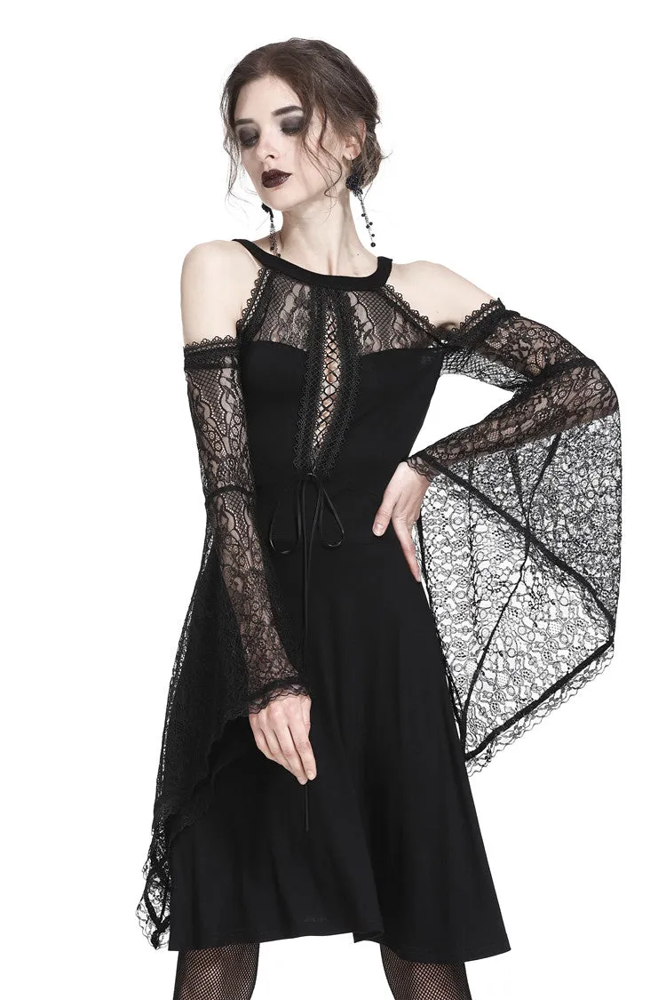 Gothic slit bust lace sleeve knitted dress DW227