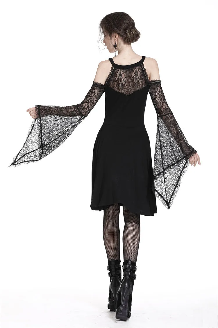 Gothic slit bust lace sleeve knitted dress DW227