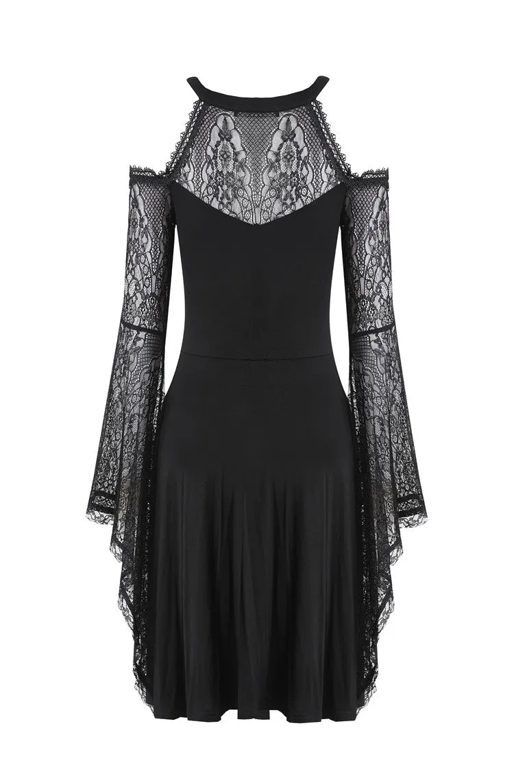 Gothic slit bust lace sleeve knitted dress DW227