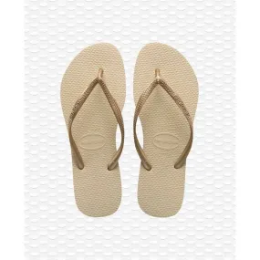 Havaianas Slim Womens Flip Flops - Sand Grey Light Golden