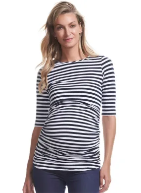 Honor 3/4 Sleeve Maternity & Nursing Top - Navy Stripe