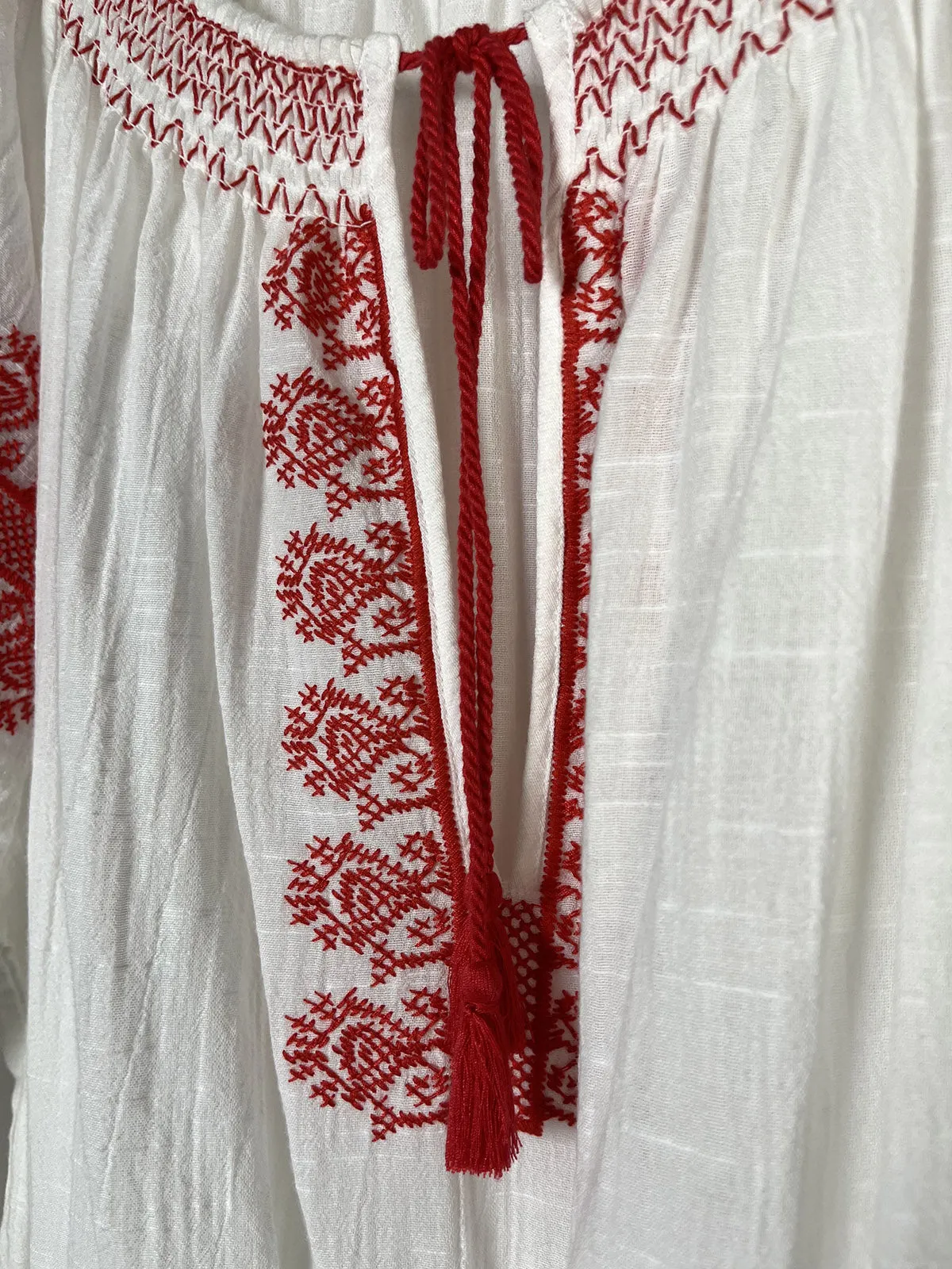 J. Crew Size XL (16) White & Red Embroidered Romper