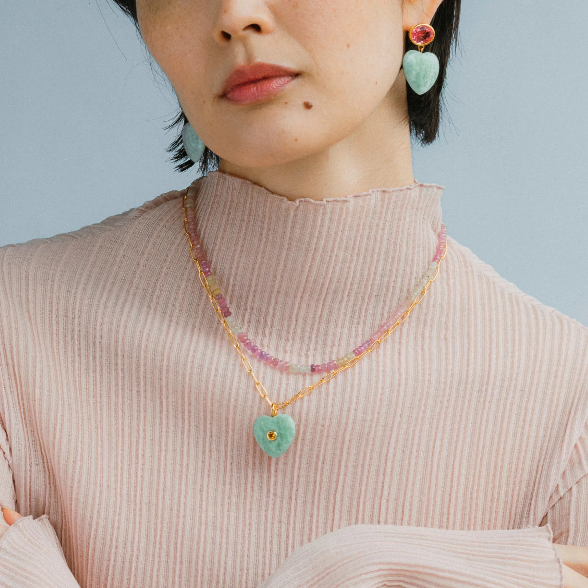 Lamai Heart Necklace in Berry