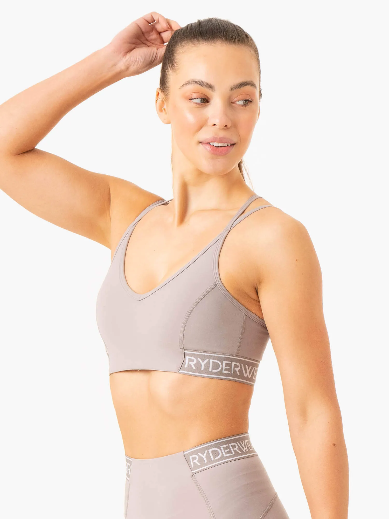 Level Up V-Neck Sports Bra - Steel Grey