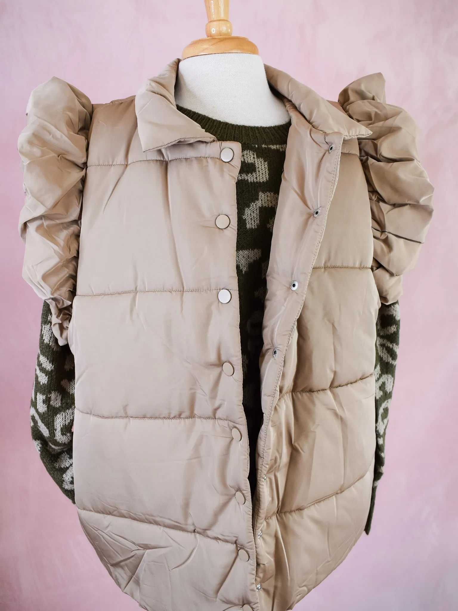 Listen Carefully Ruffle Puffer Vest