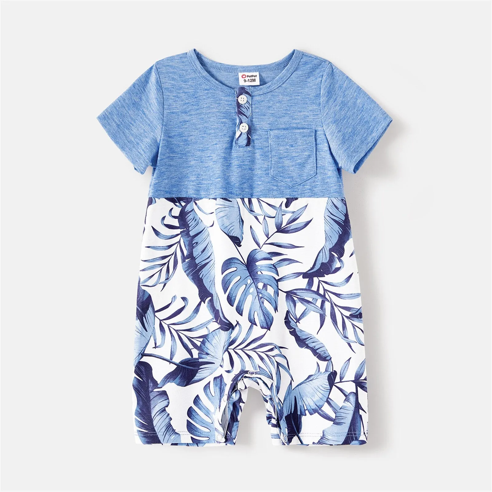 Matching Family Outfit - Blue Leaf Print Naia Dresses and T-shirts Sets