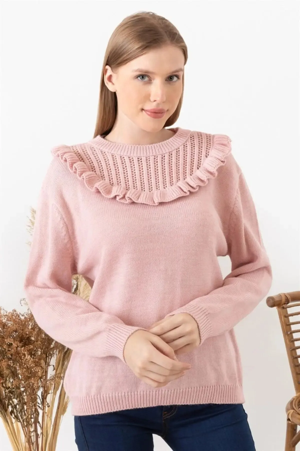 Mauve Knit Yoke Sweater