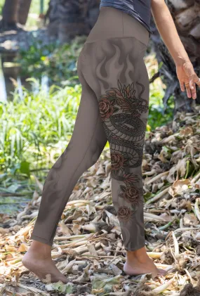 Mia -  Wet Sand - Dragon Rose- 7/8 Legging (High-Waist) - LIMITED EDITION