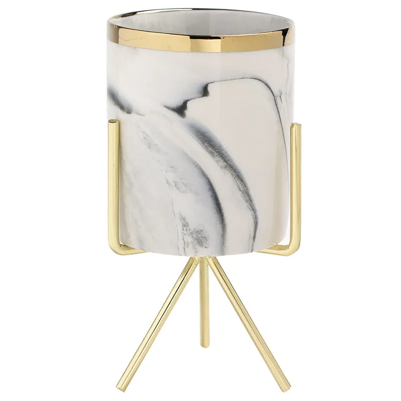 Mini Marble Pattern Planter with Gold Stand